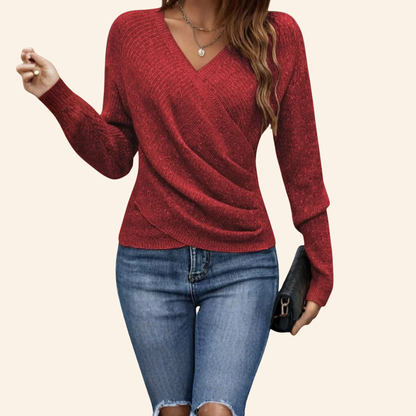Evelina - Elegant Wrap V-neck Top