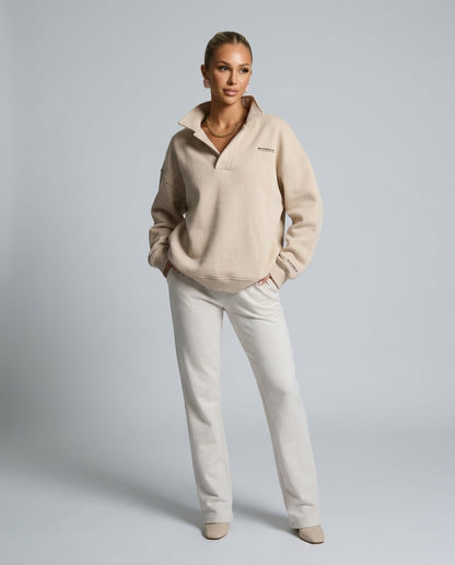 Women's oversized hooded lounge hoodie with long sleeves and ribbed trims