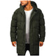 Men's long hooded puffer coat with front pockets