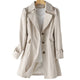 Women's classic trench coat with notched collar and buttons