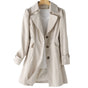 Women's classic trench coat with notched collar and buttons