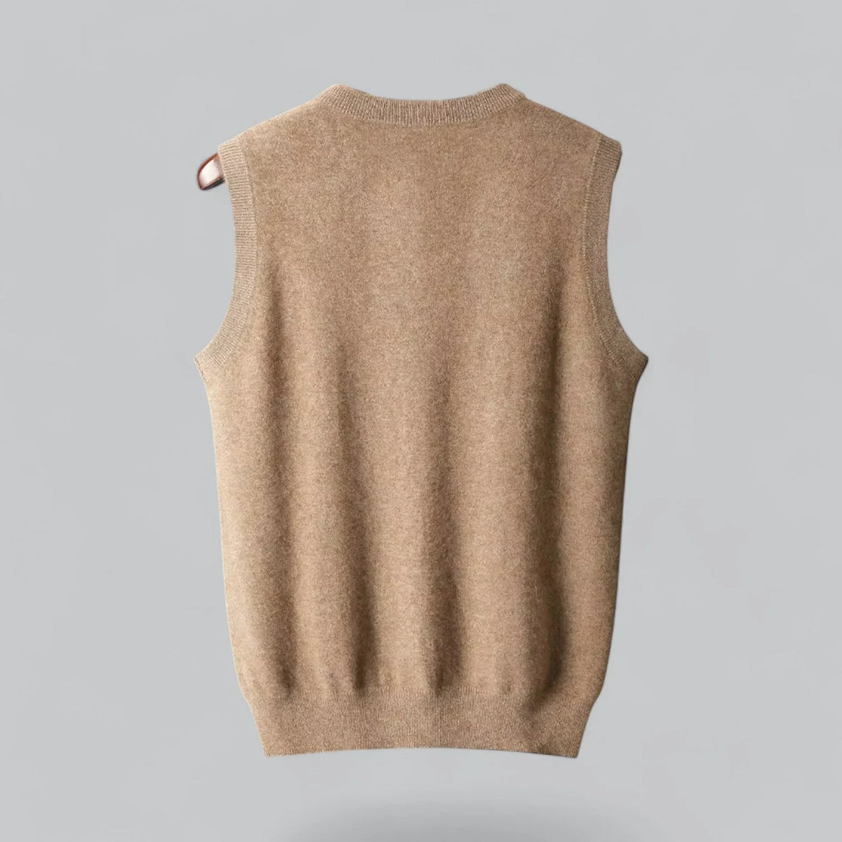 Men's sleeveless V-neck sweater vest with ribbed trim