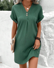 Women's Button-Front Mini Dress — Striped Lightweight Flowy Short Summer Dress