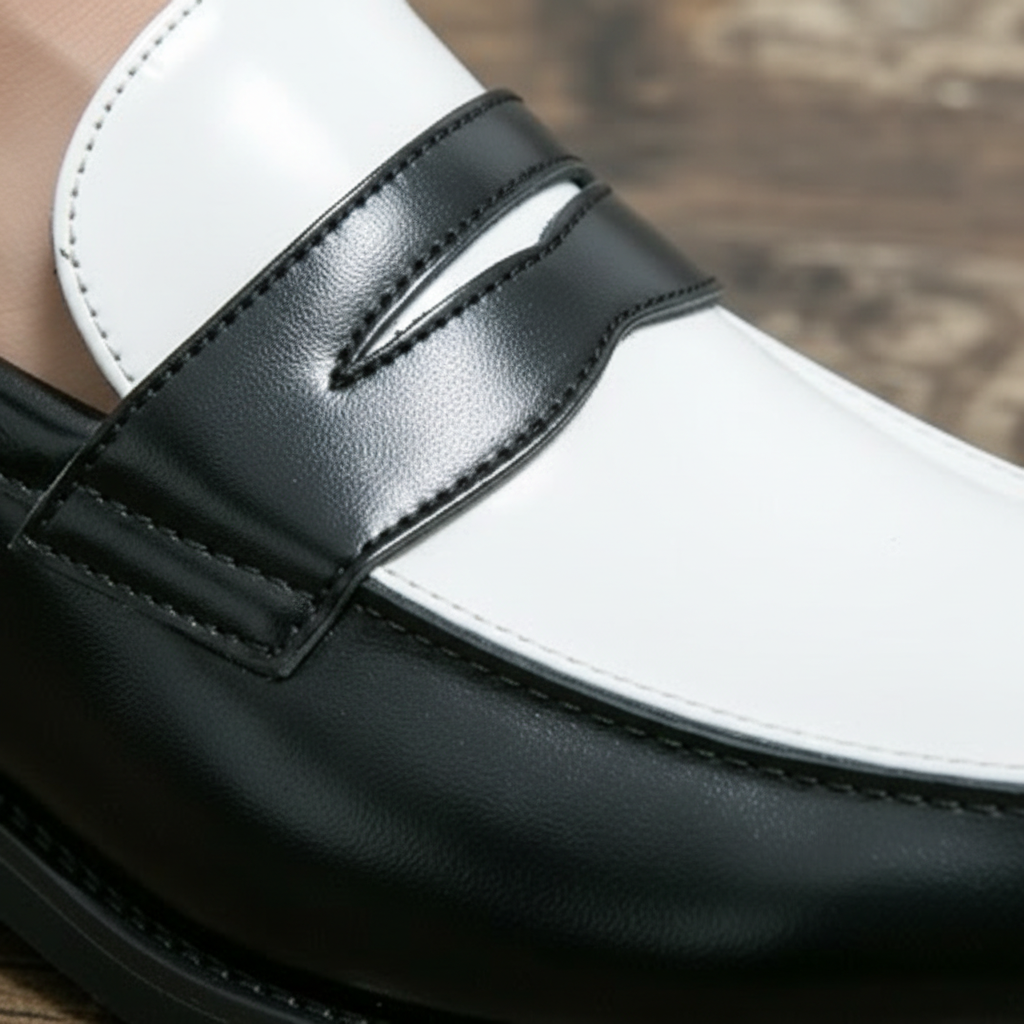 Men's contrast panel loafers with square toes and low heels