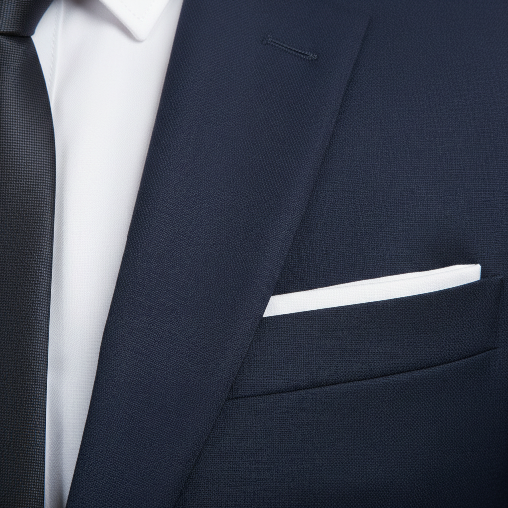 Men's tailored two piece suit with notch lapel jacket and matching trousers