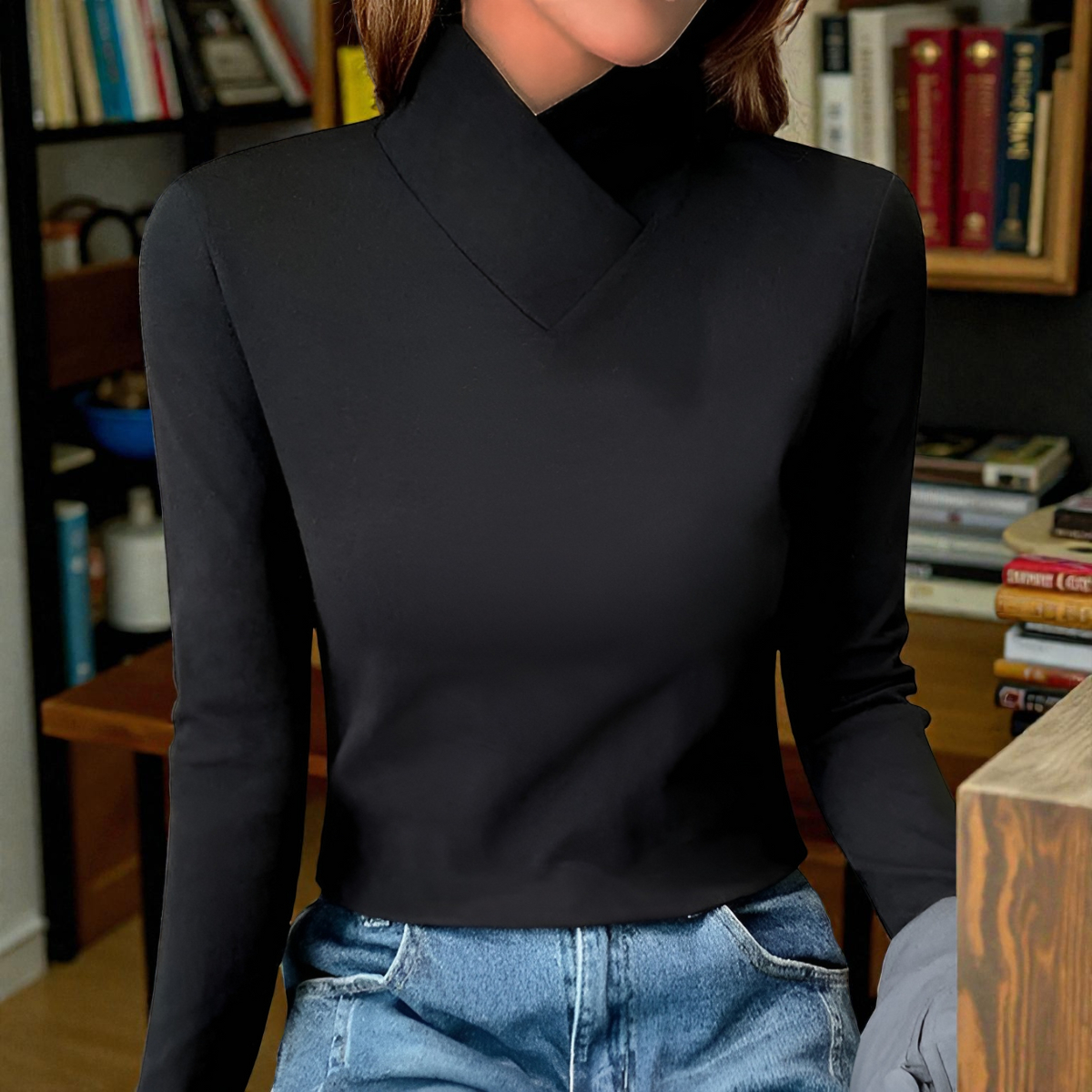 Liana Black Turtleneck Sweater 4