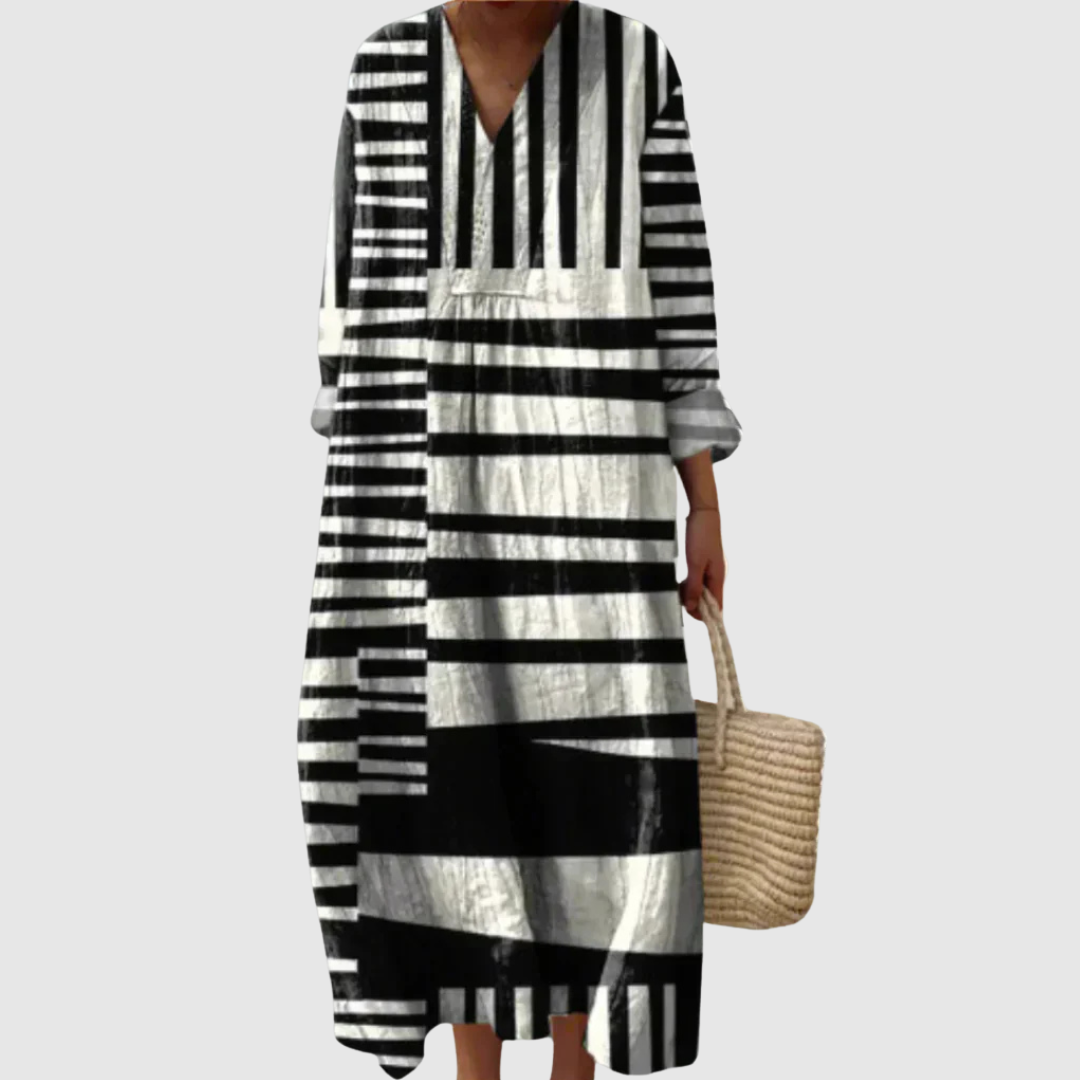 Liana Striped Midi Dress 0
