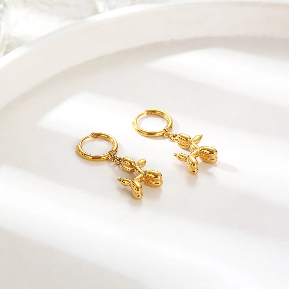 Lila Balloon Dog Huggie Earrings 1