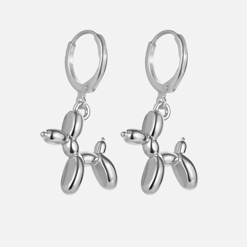 Lila Balloon Dog Huggie Earrings 2