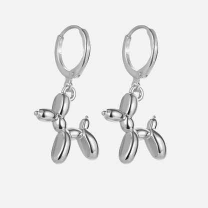 Lila Balloon Dog Huggie Earrings 2