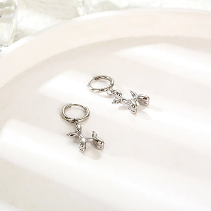 Lila Balloon Dog Huggie Earrings 3
