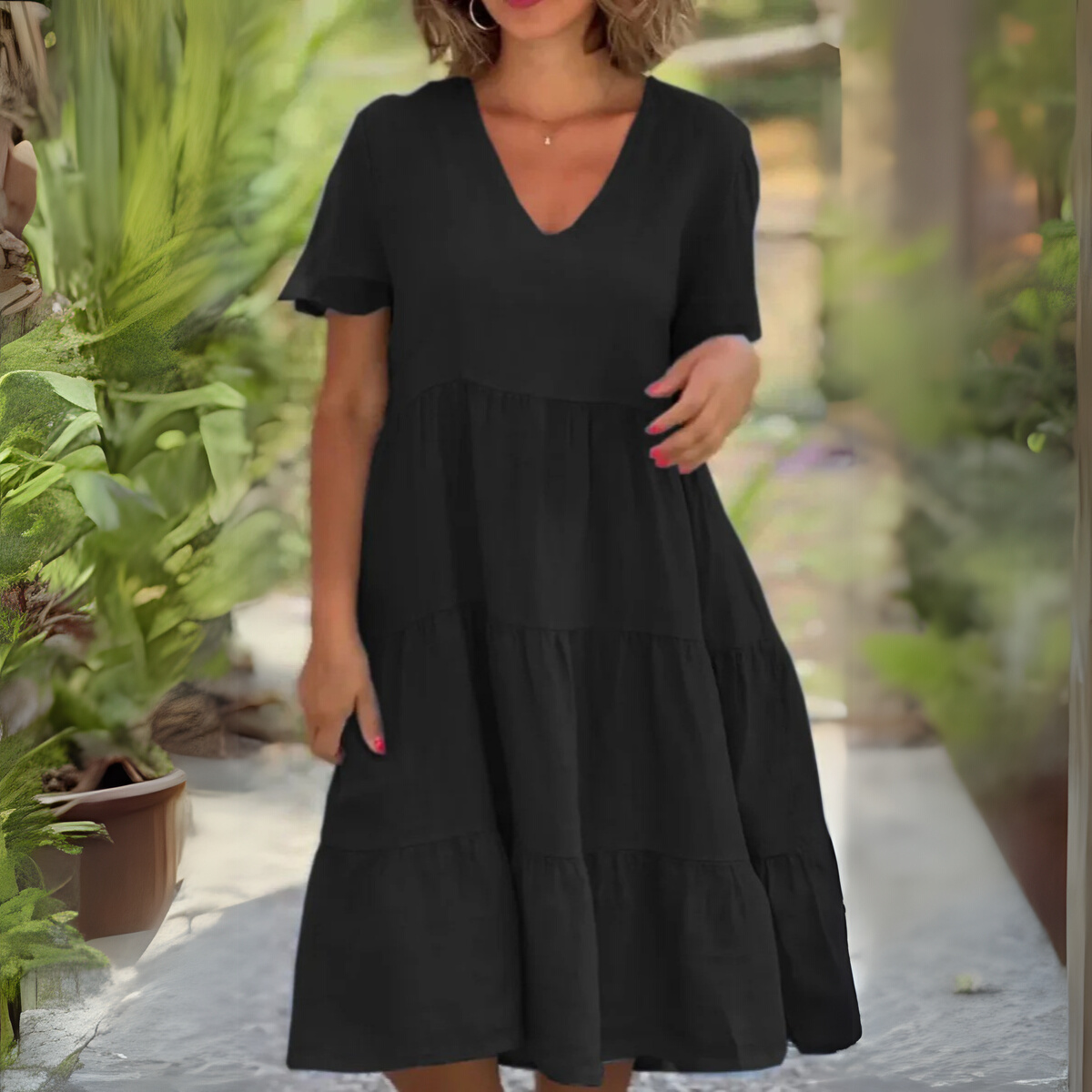 Lila V-Neck Loose Dress 2
