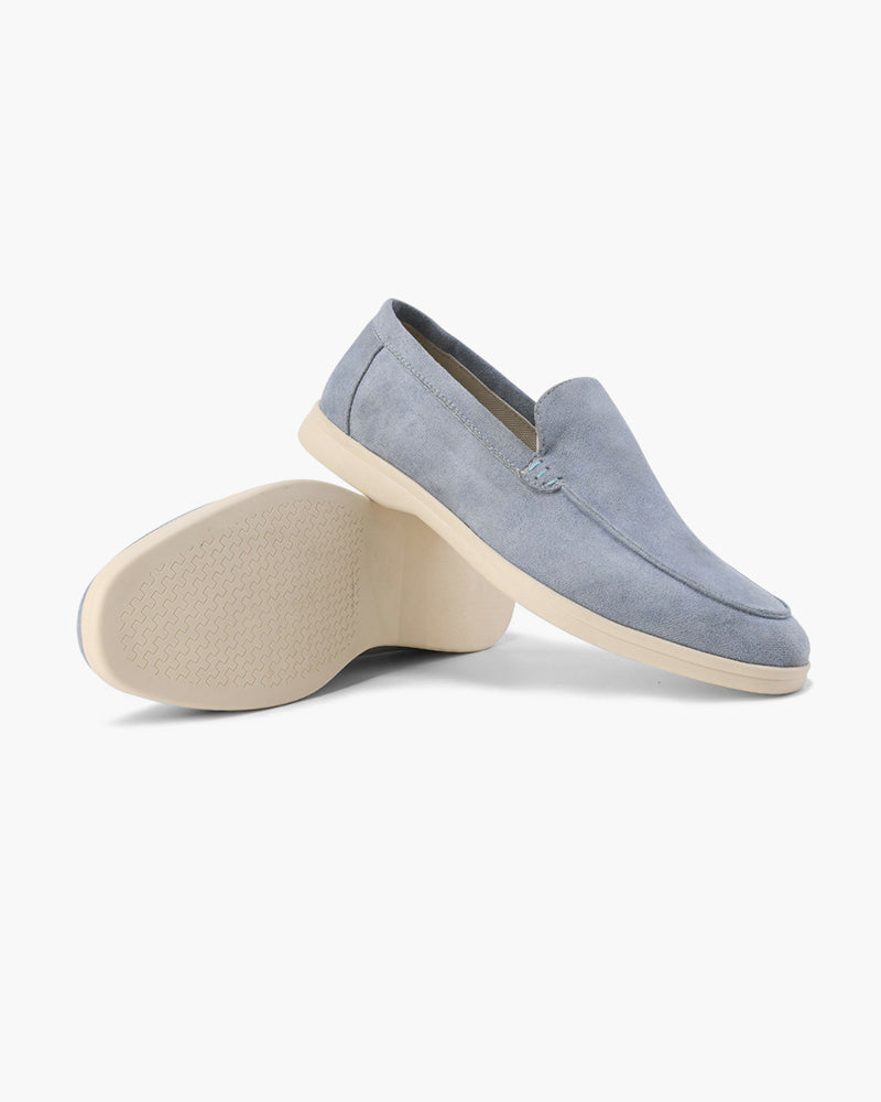 Men's slip-on moc toe loafers with low platform soles