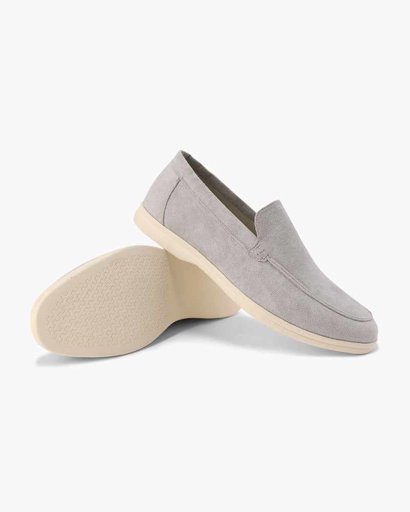 Men's slip-on moc toe loafers with low platform soles