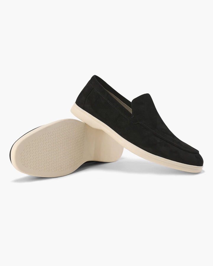 Men's slip-on moc toe loafers with low platform soles