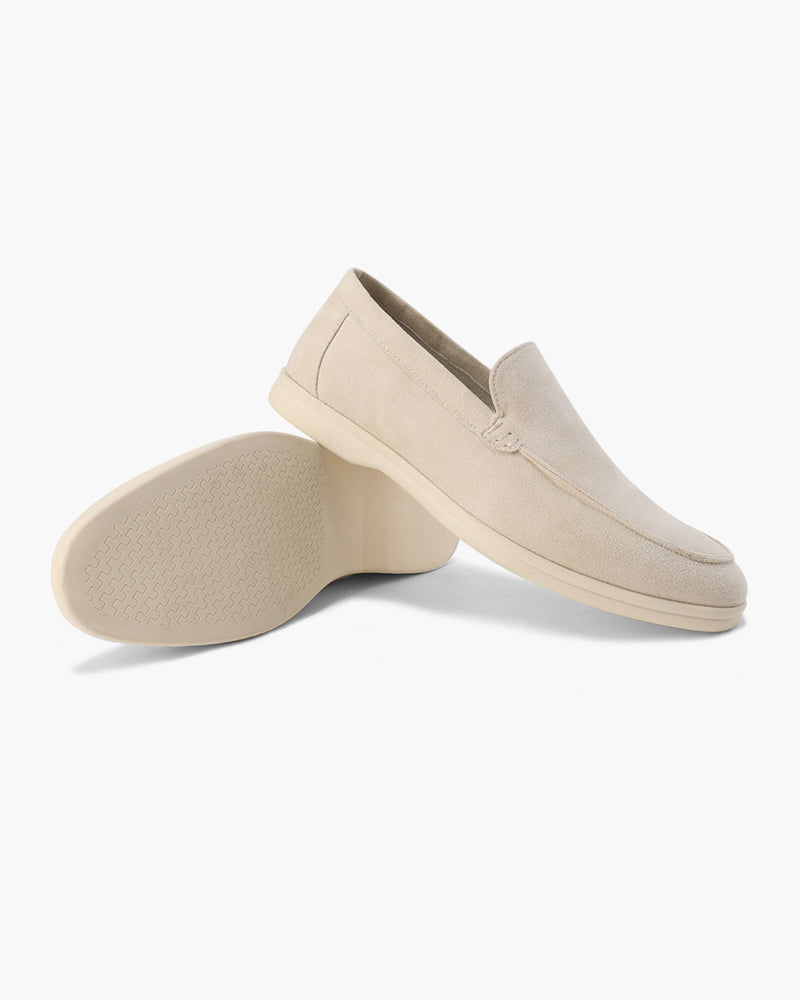 Men's slip-on moc toe loafers with low platform soles
