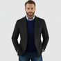 Men's notch-lapel button-front blazer with chest and flap pockets