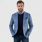 Men's notch-lapel button-front blazer with chest and flap pockets