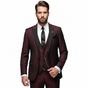 Men's three piece suit with contrast trim, notch lapel, waistcoat and matching trousers