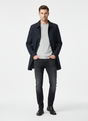 Men's button-front trench coat with pointed collar and side pockets