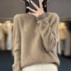 Women's crew neck knitted sweater with long sleeves and ribbed trims