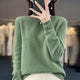 Women's crew neck knitted sweater with long sleeves and ribbed trims