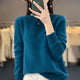 Women's crew neck knitted sweater with long sleeves and ribbed trims
