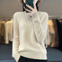 Women's crew neck knitted sweater with long sleeves and ribbed trims