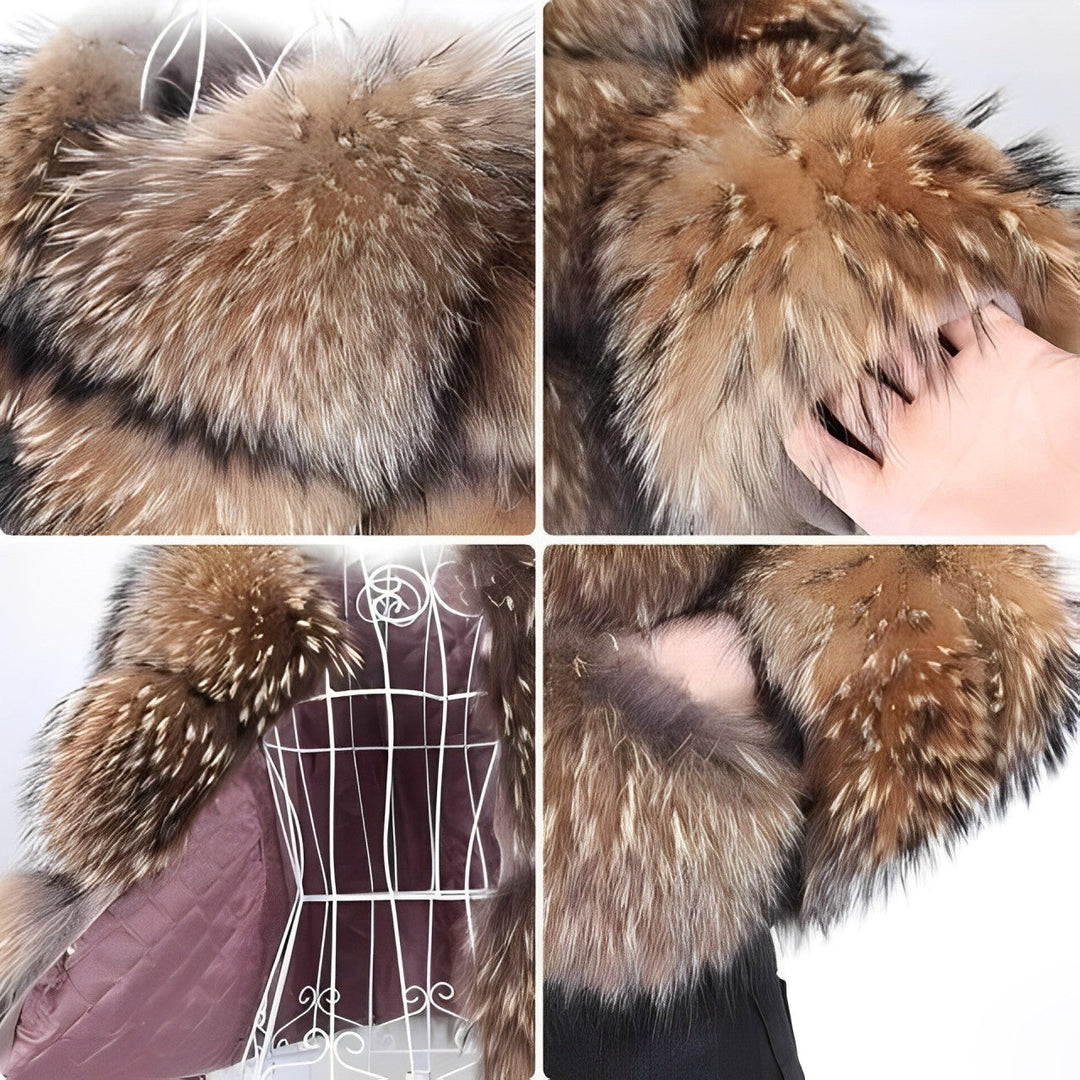 Women's brown textured cropped coat with wide collar and long sleeves