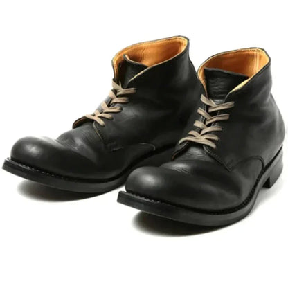 Men's classic lace-up ankle boots with rounded toes and low heels