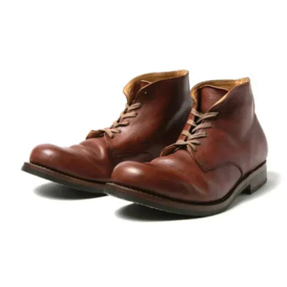 Men's classic lace-up ankle boots with rounded toes and low heels