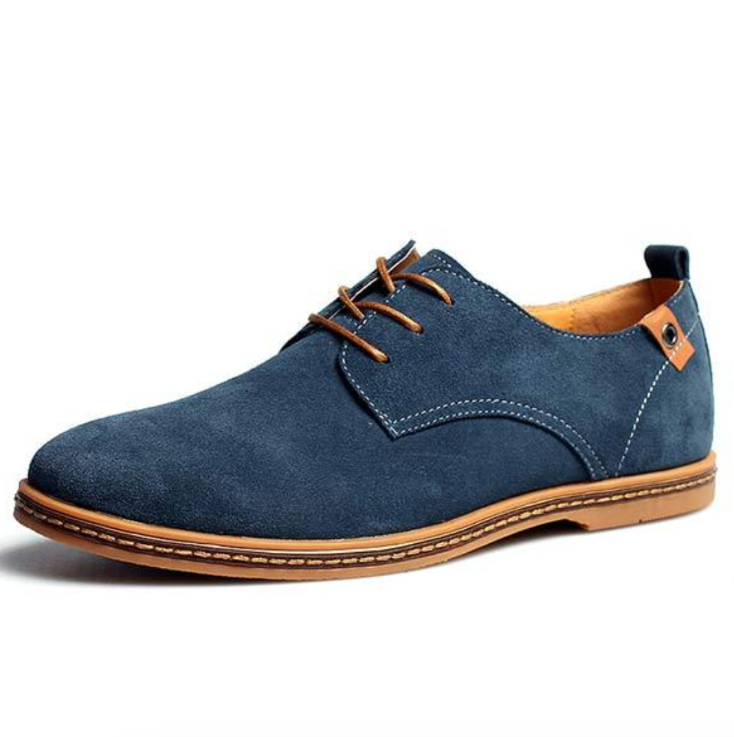 Men's lace-up derby shoes with textured upper, round toe and contrasting sole
