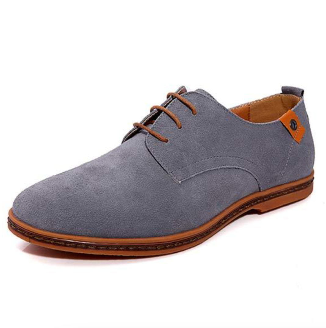 Men's lace-up derby shoes with textured upper, round toe and contrasting sole