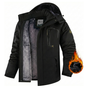 Men's hooded winter jacket with long sleeves, zip front and plush-looking lining