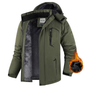 Men's hooded winter jacket with long sleeves, zip front and plush-looking lining