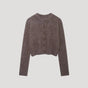 Women's cropped knit cardigan with crew neck and button front