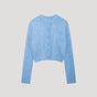Women's cropped knit cardigan with crew neck and button front