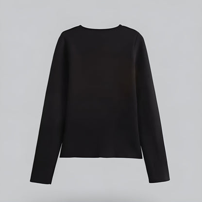 Women's V-neck button front knit cardigan with long sleeves and short hem