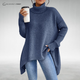 Women's longline turtleneck sweater with ribbed cuffs