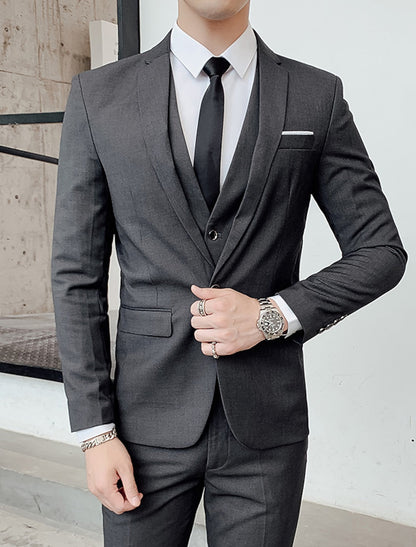 Men's three-piece suit with single-breasted jacket, waistcoat and matching trousers