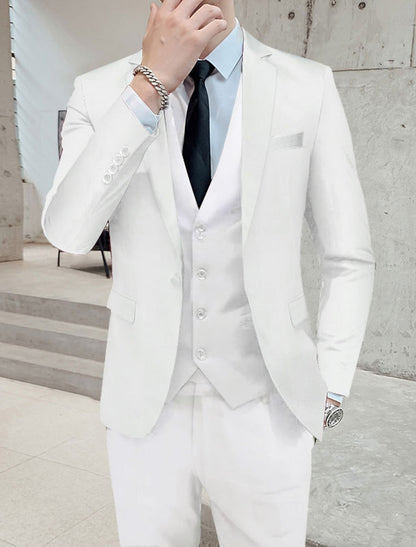 Men's three-piece suit with single-breasted jacket, waistcoat and matching trousers