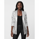 Women's long-sleeve sequin blazer with notch lapel and open front