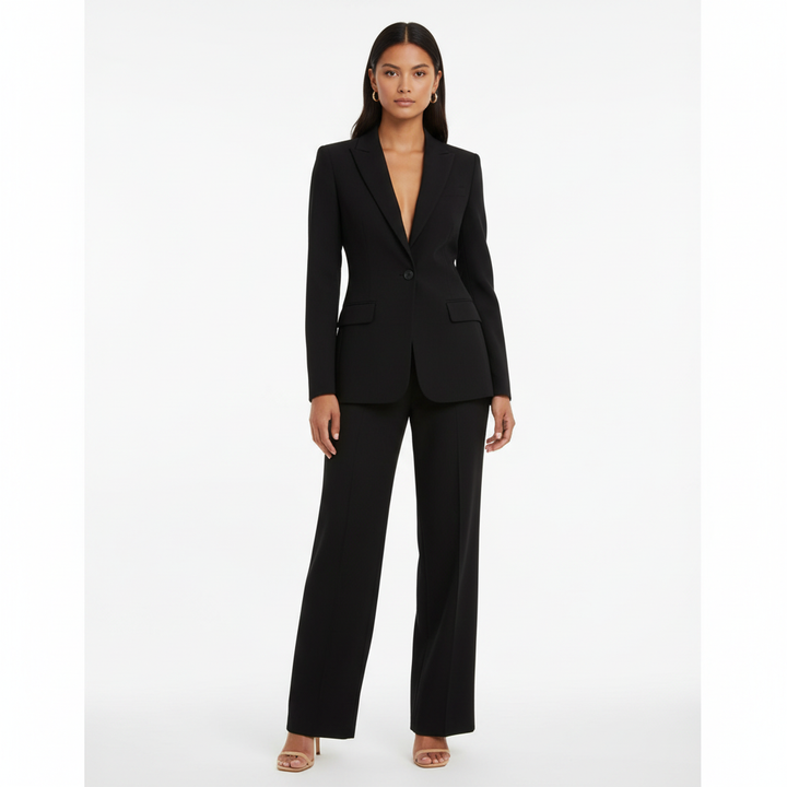 Women's tailored blazer and wide leg trousers suit