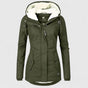 Women's hooded fleece-lined parka jacket with long sleeves and zip front