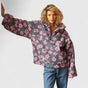 Women's floral quarter-zip sweater with mock neck and long sleeves