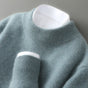 Ribbed crew neck sweater with long sleeves and matching cuffs