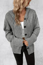 Women's ribbed button cardigan with long sleeves and relaxed fit