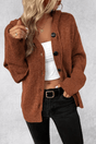 Women's ribbed button cardigan with long sleeves and relaxed fit