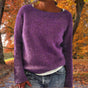 Women's long-sleeve ribbed crew neck sweater with relaxed hip-length fit