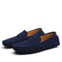 Men's slip-on loafers with moc toe stitching and penny strap detail